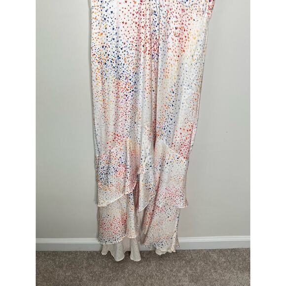 Hutch Multi Heart Short Sleeve V-Neck Button Front Hi-Low Maxi Dress White 12 - Picture 5 of 12